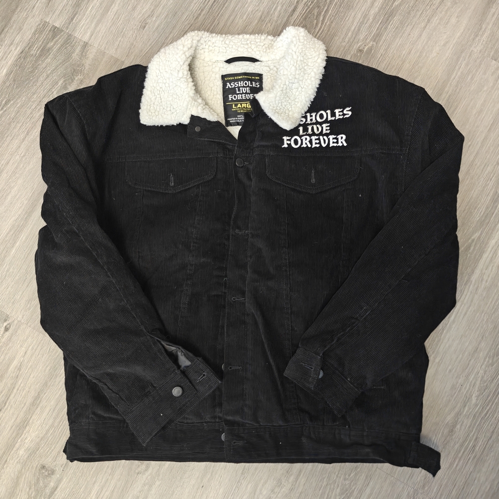 Black Cordoroy Embroidered ALF Jacket